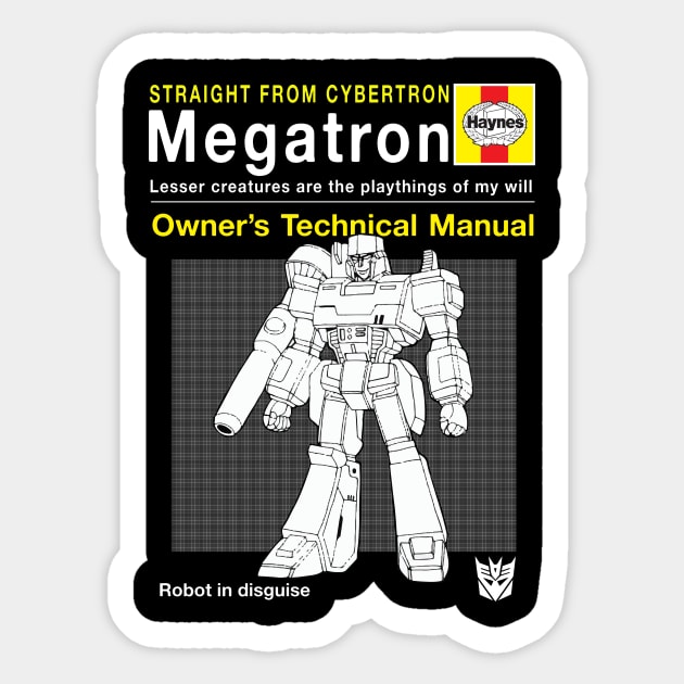 Megatron Haynes Manual Transformers Sticker by Bevatron